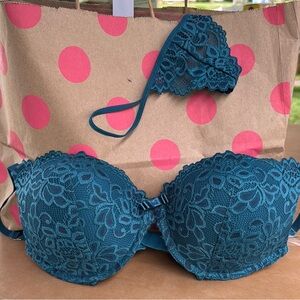 Frederick's of Hollywood Blue Lace Bra and Panty Set